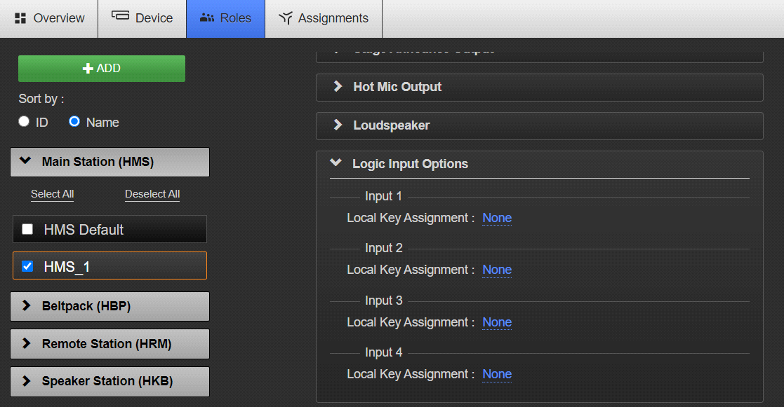 Logic Input Options